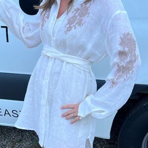 Vanita Rosa Linen and Lace Shirt Dress from Saint Barths.
